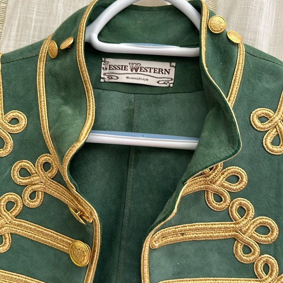 Jessie Western Suede Military Jacket in Green - Picture 3 of 6